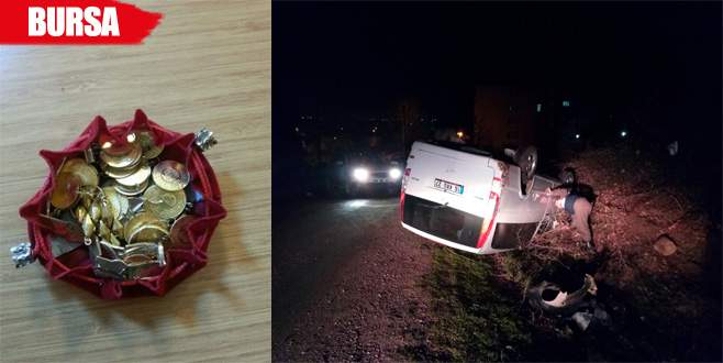 Takla atan minibüsten kese dolusu altın çıktı