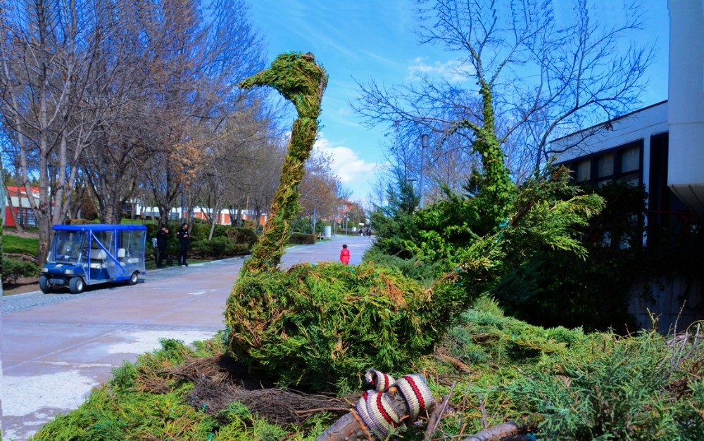 Altınpark’ta çalılardan otomobil yaptılar