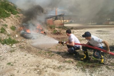 Hisarcık itfaiye personeline yangın eğitimi