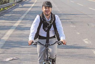 Bisiklet üzerinde klip çekti