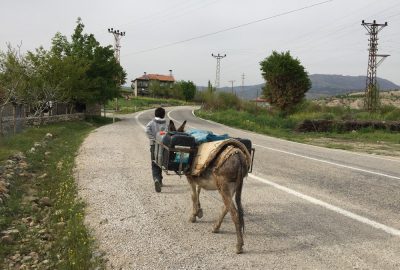 Heyelan nedeniyle eşek sırtında su taşıyorlar
