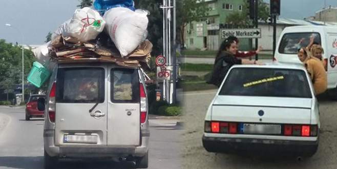 Bursa’da trafikte tehlikeli görüntüler