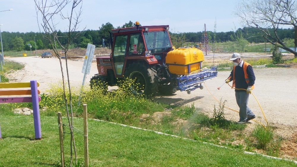 Gölpark mesire alanında yabani otla mücadele çalışması başlattı