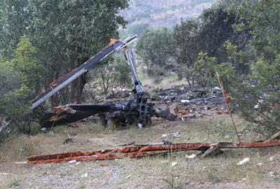 Şırnak’ta düşen askeri helikopterin enkazı görüntülendi