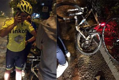 Bisiklet sürücüsüne araç çarptı