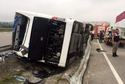 Samsun’da askerleri taşıyan otobüs devrildi: 47 yaralı