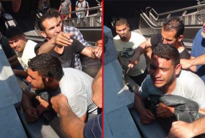 Yürüyen merdiven ile duvar arasına kolu sıkıştı