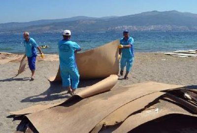 Gemlik sahilinde sunta temizliği