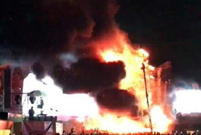 Barselona’da festivalde yangın