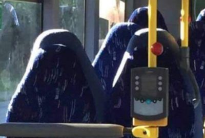 Otobüs koltuklarını burka sandılar