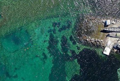İzmir'in Urla ilçesi açıklarındaki Karantina Adası kıyılarında tespit edilen batık