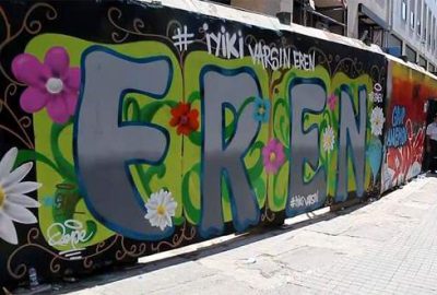 Şehit Eren Bülbül için İstiklal Caddesi’nde grafiti yapıldı