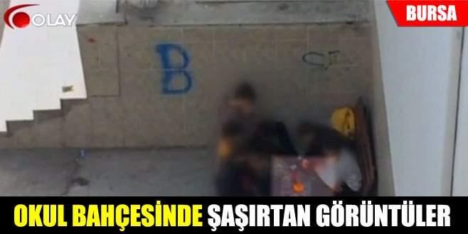 Okul bahçesinde şaşırtan görüntüler