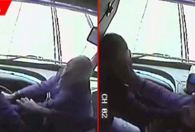 Otobüsteki kavga kamerada