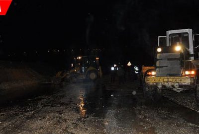 Şiddetli yağış nedeniyle karayolu çöktü