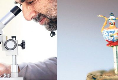 Toplu iğne başına ibrik yerleştirdi