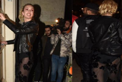 Buz gibi havada transparan elbise ile sokağa çıktı