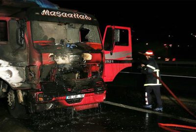 Kamyonunun yandığını 8 kilometre sonra fark etti