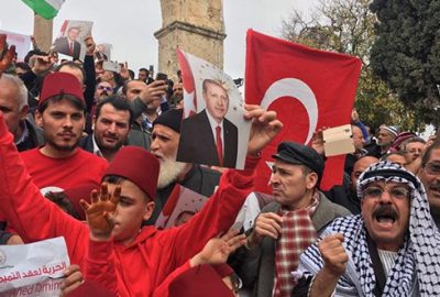 Mescid-i Aksa’da Türk Bayraklarıyla kutlama