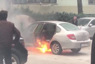 LPG’li araç alevlere teslim oldu