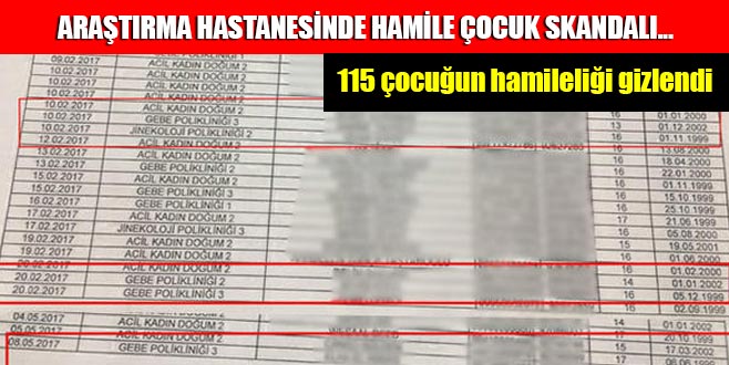 Araştırma hastanesinde hamile çocuk skandalı…