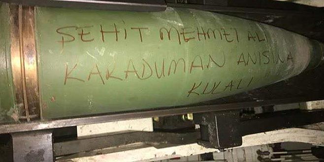 Kulalı şehidin ismi bombanın üzerine yazıldı