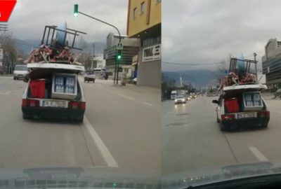 Evini aracında taşıdı… İşte o anlar!