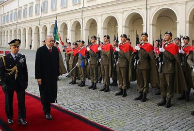 Cumhurbaşkanı Erdoğan Roma’da resmi törenle karşılandı