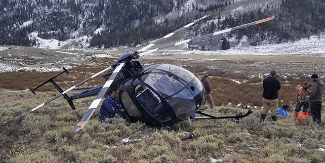 Helikoptere geyik çarptı