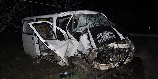 Minibüs direği devirdi, ilçe elektriksiz kaldı