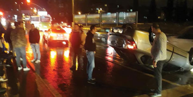 Takla atan otomobilden burnu bile kanamadan çıktı