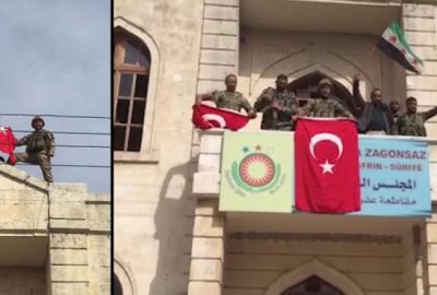 Türk askeri, Afrin ilçe merkezine Türk bayrağı çekti