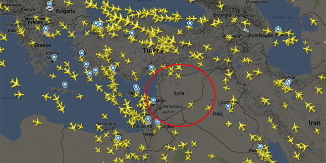 Suriye üstünde dikkat çeken görüntü