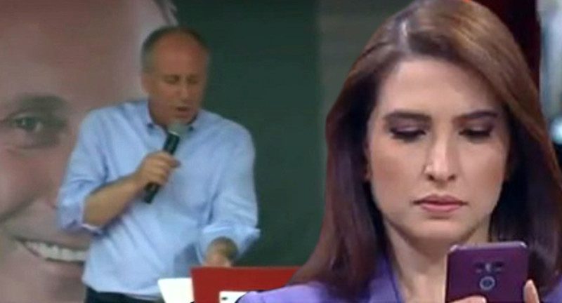 Muharrem İnce’nin yayını aniden kesilince sunucu fena yakalandı CHP'nin cumhurbaşkanı adayı Muharrem İnce'nin mitingini canlı veren CNN Türk'te