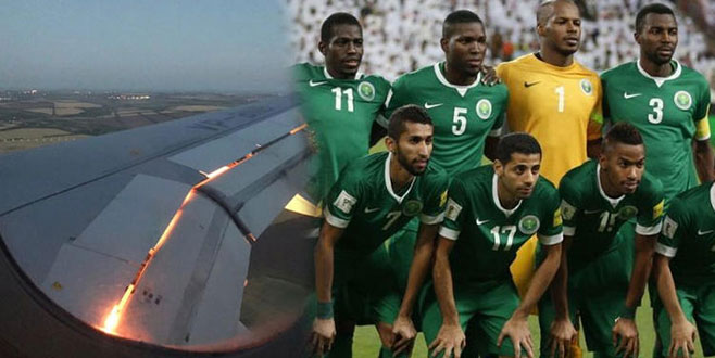 Uçağın motoru havada alev aldı! Suudi Arabistan kafilesinde panik