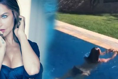 Havuzda şov yaptı!