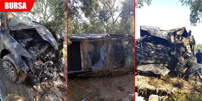 Tarlaya uçan otomobil yandı: Yaralılar var…