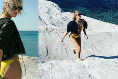 Sarı bikinisiyle şov yaptı! Sosyal medyayı salladı