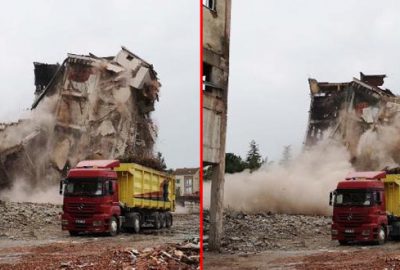 İnegöl’ün ilk fabrika binası böyle yıkıldı