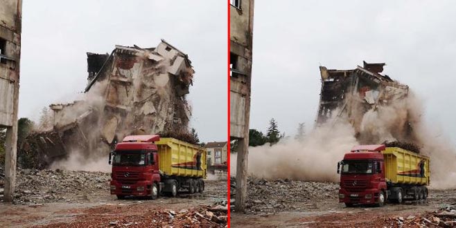 İnegöl’ün ilk fabrika binası böyle yıkıldı