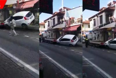 Çekici rezaleti! Otomobil yere çakıldı, kadını eziyordu