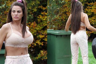 Ünlü model iç çamaşırıyla çöp atmaya çıktı