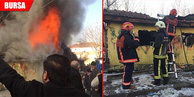 Suriyelilerin kaldığı ev yandı