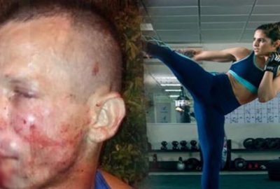 Kadın boksör gaspçıyı tanınmaz hale getirdi!