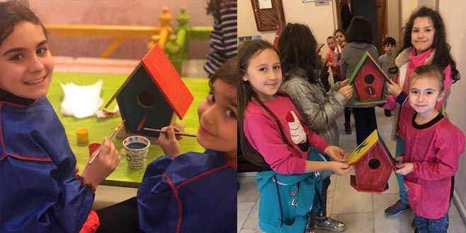 Öğrencilerden kuşlara yuva