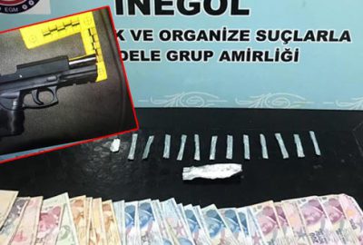 İnegöl’de uyuşturucu ve silah ele geçirildi