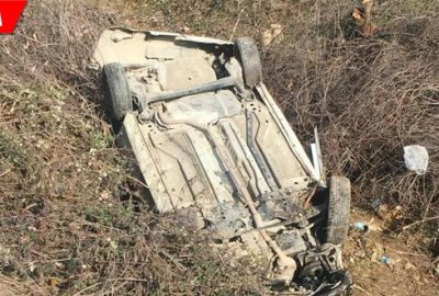 Otomobil dereye uçtu: Yaralılar var