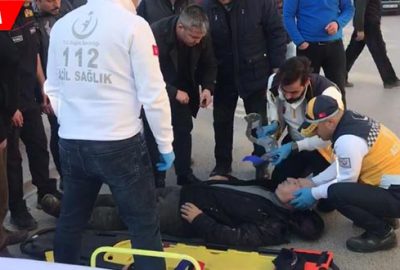 Köpeğe çarpan motosiklet sürücüsü yaralandı