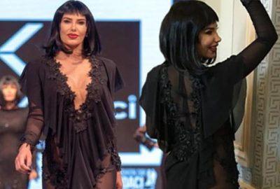 Defilesinde kalçasını açtığı modacı ile canlı yayında birbirine girdi!