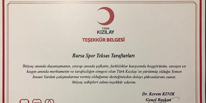 Kızılay’dan Teksas’a teşekkür